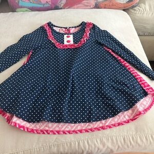 Polka Dot Long Sleeve Top with Pink Accents